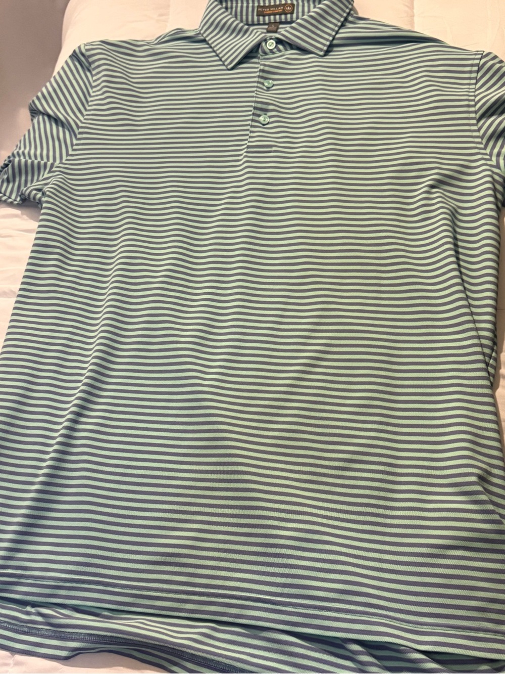 Men's Striped Polo Shirt - Mint/Light Blue by